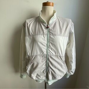 Vintage 80s FILA Women's Windbreaker Zip Sleeves Vest White Gray Italy Medium